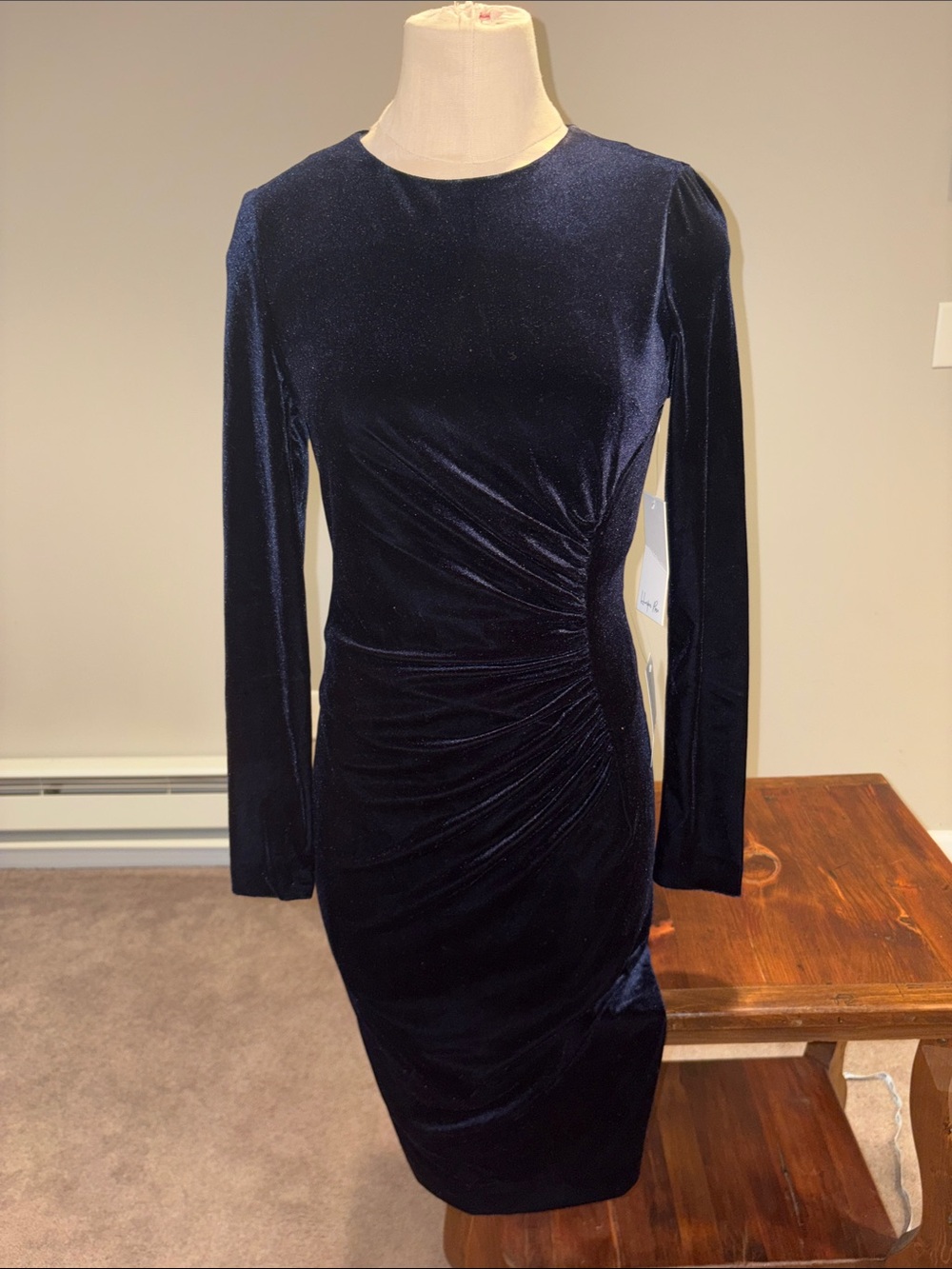 NWT Harper Rose Long Sleeve Ruched Velvet Dress Size 4 - Picture 3 of 15